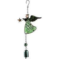 OEM Campana De Viento Decorativa De Metal, Dise&ntilde;o Angular &Uacute;nico, Campana De &Aacute;ngel Para Uso Exterior, Verde 1-crezuo
