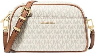 Michael Kors Jet Set Small Signature Logo Camera Crossbody Tas - Dames - Schoudertassen - Wit - ONE Size - Polyester - Tassen