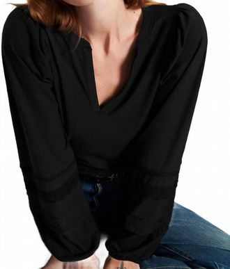 Nation Ltd Arden Long Sleeve Blouse In Jet Black