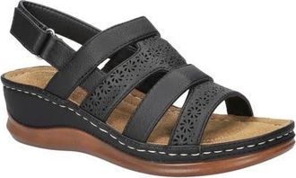 Easy Street Alexi Slingback Platform Wedge Sandal in Black at Nordstrom, Size 8.5