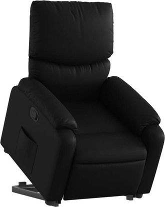 vidaXL Sill&oacute;n Reclinable Elevable Cuero Artificial Negro Vidaxl