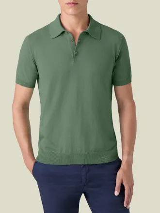 Luca Faloni Olive Green Cotton (Knitted) Knitted Polo