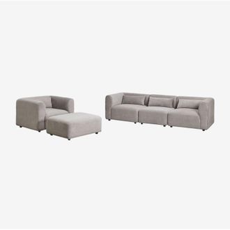 Sklum Sklum - Set soggiorno con divano componibile in 3 pezzi, poltrona e pouf Fogler