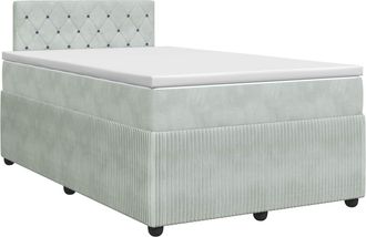 vidaXL Cama Box Spring Con Colch&oacute;n Gris Claro 120 X 190 Cm Terciopelo Vidaxl