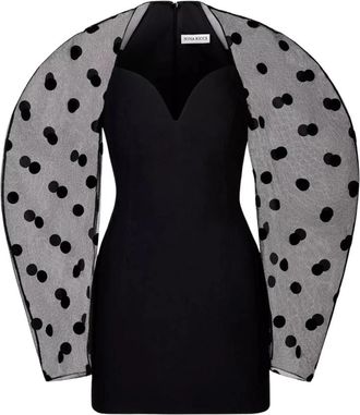 Nina Ricci Zwarte Mini Jurk met Tule Mouwen - Dames - Feestkleedjes - Zwart - S - Tule - Kleedjes
