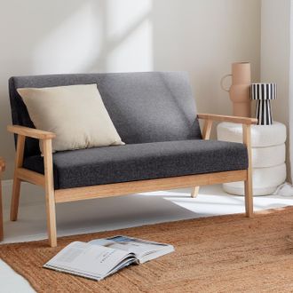 Sweeek Sweeek - Divanetto A 2 Posti In Legno E Tessuto, Stile Scandinavo Salvaspazio