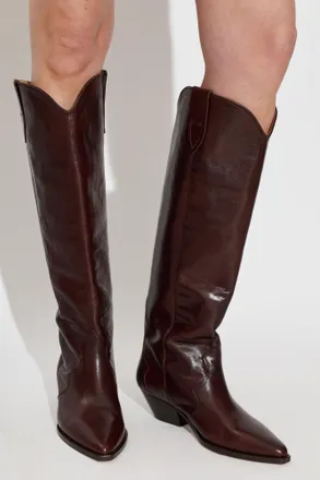 Isabel Marant Denvee Leather Heeled Boots, Womens, Burgundy