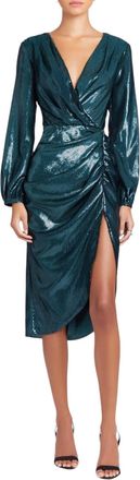 Amanda Uprichard Long Sleeve Roma Dress In Green