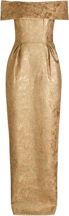 Rebecca Vallance Solana Brocade Woven Gown - Gold - 16 (UK16 / XL)