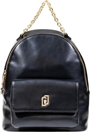 Liu Jo Tassen, Dames, Zwart, ONE Size, Zwarte Rugzak Tas met Rits Zakken