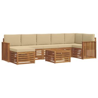 vidaXL Conjunto De Sof&aacute;s De Exterior Con Coj&iacute;n 8 Pcs Natural Y Beige Vidaxl