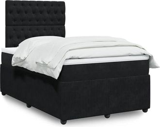 vidaXL Cama Box Spring Con Colch&oacute;n Terciopelo Negro 120x190 Cm Vidaxl