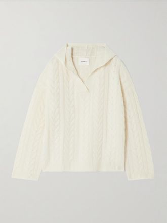 Lisa Yang Maglia Con Cappuccio In Cashmere A Trecce - Crema