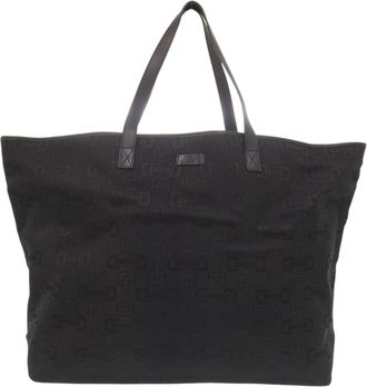 Gucci Black Canvas Leather Tote Bag (Pre-Owned)