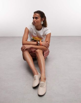 Asos Myriad - Scarpe basse premium stringate in pelle bianco sporco