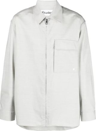&Eacute;tudes Studio Casual overhemd - Heren - Casual Overhemden - Grijs - S - Wol - Overhemden