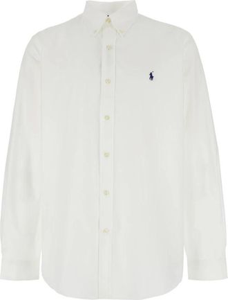 Polo Ralph Lauren Custom Fit Stretch Poplin Overhemd - Heren - Casual Overhemden - Wit - S - Katoen - Overhemden