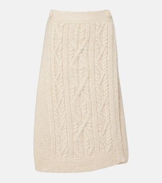 Moncler Gonna midi in lana e mohair a trecce