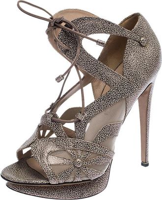 Nicholas Kirkwood Black/beige Textured Leather And Mesh Lace Up Platform Sandals