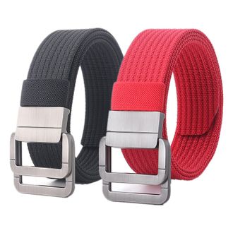 Generic Belts Men, Military Double D-ring Adjustable Buckle Nylon Tactical Belt, 2 Pack