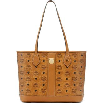 MCM New Small Liz Shopper in Visetos in Cognac at Nordstrom