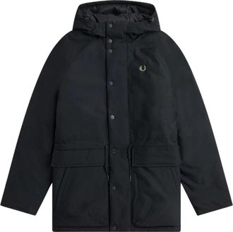 Fred Perry Zwarte Hooded Jas - Heren - Winterjassen - Zwart - S - Nylon - Jassen