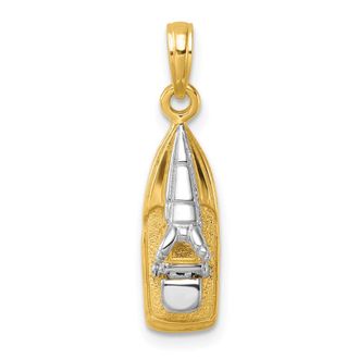 Diamond2Deal 14k Yellow Gold and White Rhodium 3-D Wave Runner with Moveable Seat Charm Pendant