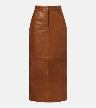 Nour Hammour Ghalia leather pencil skirt