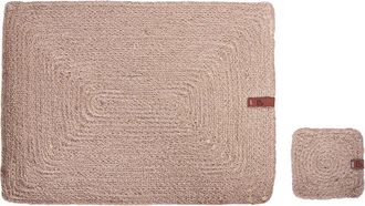 Beliani Conjunto De 12 Manteles Individuales Y Posavasos 30 X 40/10 X 10 Cm De Yute Natural Hecho A Mano Rectangulares Comedor Estilo Boho Natural Saltbush