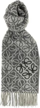 Loewe Pre-owned Scarves, female, Gray, Size: ONE SIZE Pre-owned Anagram Scarf Checkboard