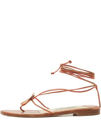 Jimmy Choo London leather ankle-wrap sandals - Orange