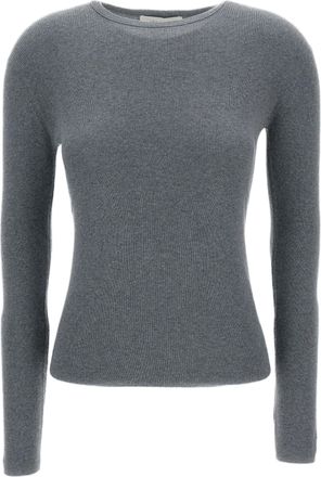 Lisa Yang Fitted Grey Long-Sleeve T-Shirt With Ribbed Trim