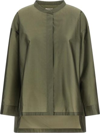 Max Mara SmmRacconto Silk Blend Organza Shirt - female - Max Mara - Shirts - Green - L - Blouses & Shirts