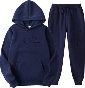 Generic Lounge Wear Sets for Women Uk Autumn Winter Comfor Sweatshirt and Sweatpants 2 Piece Activewear Baggy Lounge Wear Sets Sport Streetwear Two Piece Outf