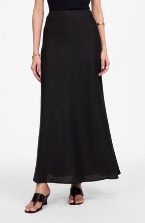 Madewell Linen Maxi Slip Skirt in Jet Black at Nordstrom Rack, Size 2