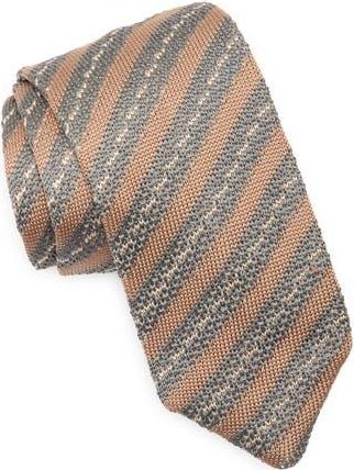 Paisley & Gray Stanley Stripe Knit Tie in Green Creamy Tan at Nordstrom Rack