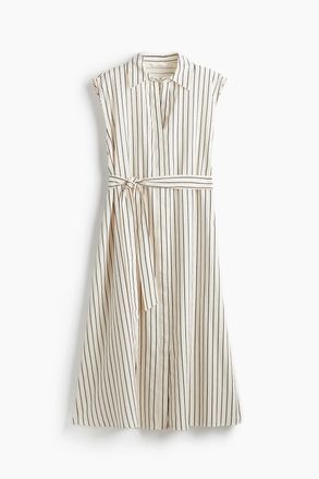 H&M Blusenkleid aus Leinenmix - Weiss/Gestreift