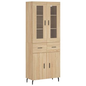 vidaXL Vidaxl - Aparador Alto Madera Contrachapada Color Roble 69,5x34x180 Cm