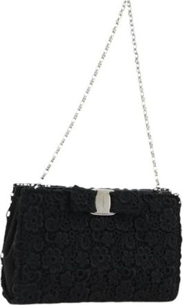 Ferragamo Pre-owned Clutches, female, Black, Size: ONE SIZE Pre-owned Canvas Hand Bag