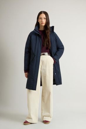 Woolrich donna Giacca lunga Cloud con cappuccio richiudibile Blu Taglia XXL