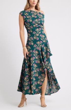 Chelsea28 Cascading Off the Shoulder Evening Dress in Green- Zoe Garden at Nordstrom Rack, Size X-Small