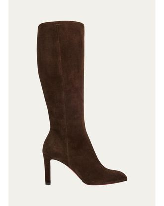 Christian Louboutin 85mm Fannylove Suede Knee-High Boots