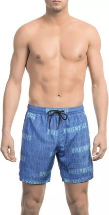 Dirk Bikkembergs Mens Swim Trunks Allover Print - Blue - Size X-Large
