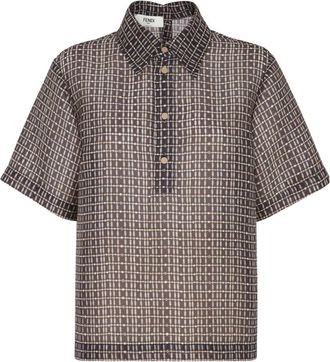 Fendi Blouses, female, Brown, Size: XS Checkered Blouse