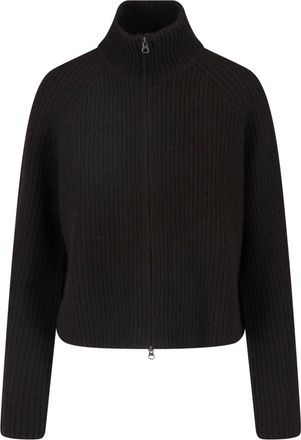 Lisa Yang Black Cropped Ribbed High Collar Knit Sweater