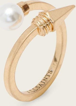 AllSaints Brass Hazel Pearl Ring, Size: S