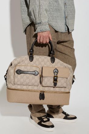 Emporio Armani Monogram Carry-on Bag, Mens, Cream