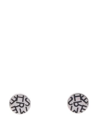 Herm&egrave;s 2000-2025 Stainless Steel Logo Round Push Back Earrings costume earrings - Argento