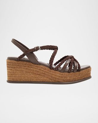 Jimmy Choo London 60mm Nyra Leather Espadrille Wedge Sandals
