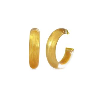 Gold & Honey Womens Small Illusion Lucite Hoop Earrings In Golden Nugget